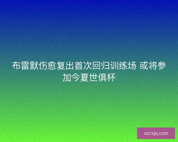 布雷默伤愈复出首次回归训练场 或将参加今夏世俱杯
