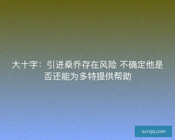大十字：引进桑乔存在风险 不确定他是否还能为多特提供帮助